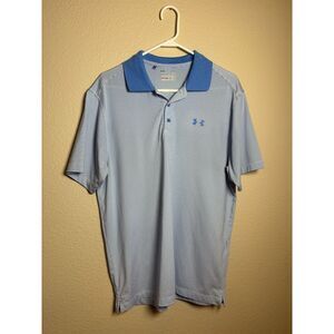Mens under Armour Striped Polo Blue & white size Large